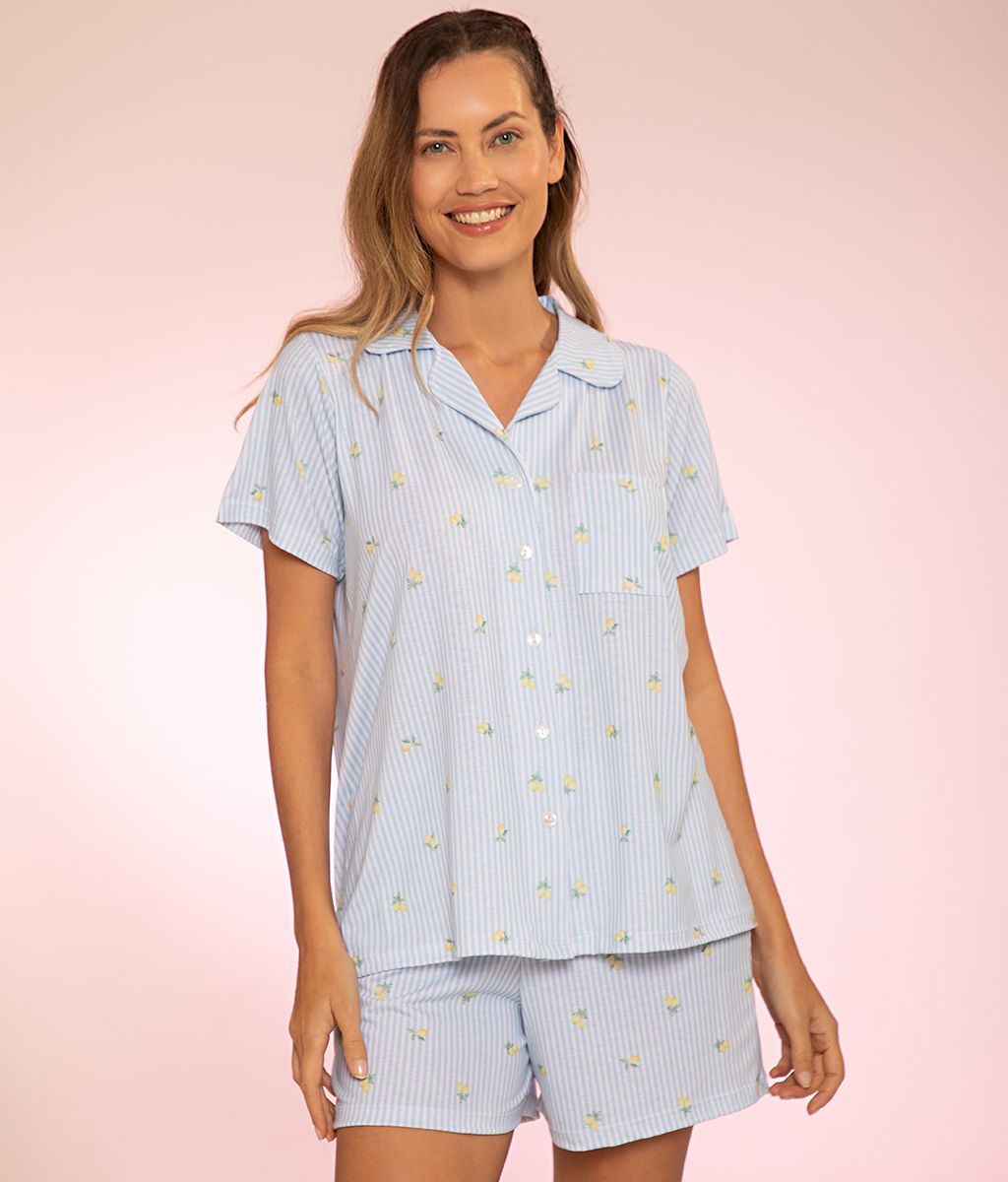 Pijama Botones LIMONES Plus Size SS - Florcitas