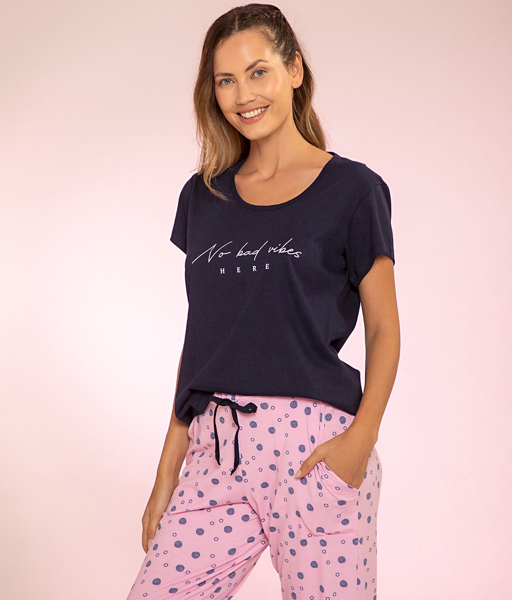 Pijama NOT BAD VIBES SS - Florcitas