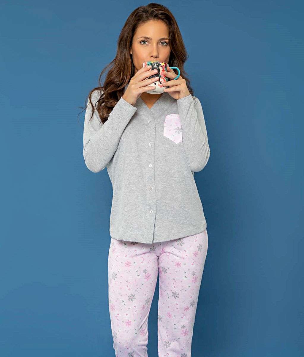 Pijama BOTONES Plus Size FW - Florcitas