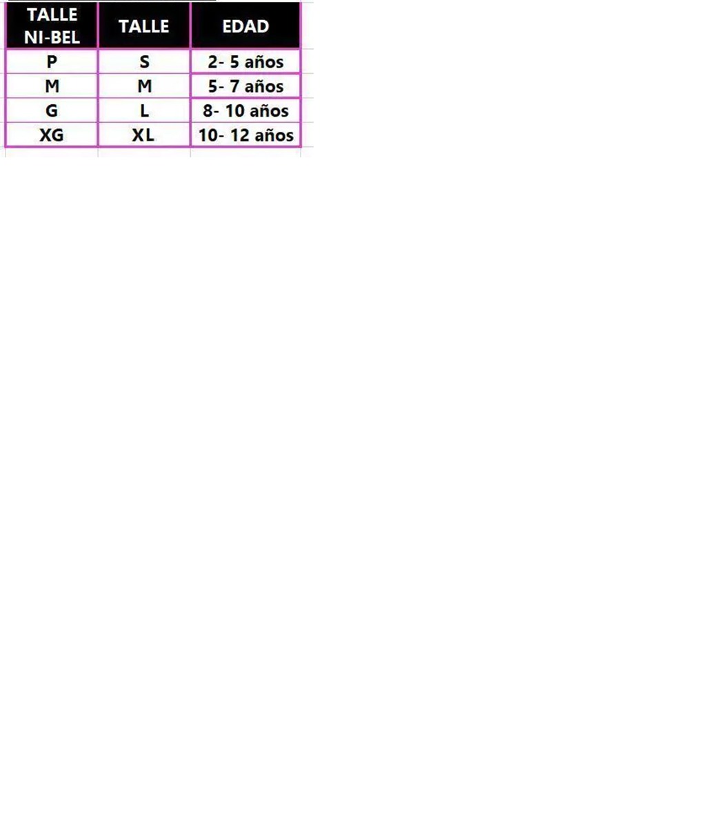 Top Infantil LOVELY Tabla de medidas