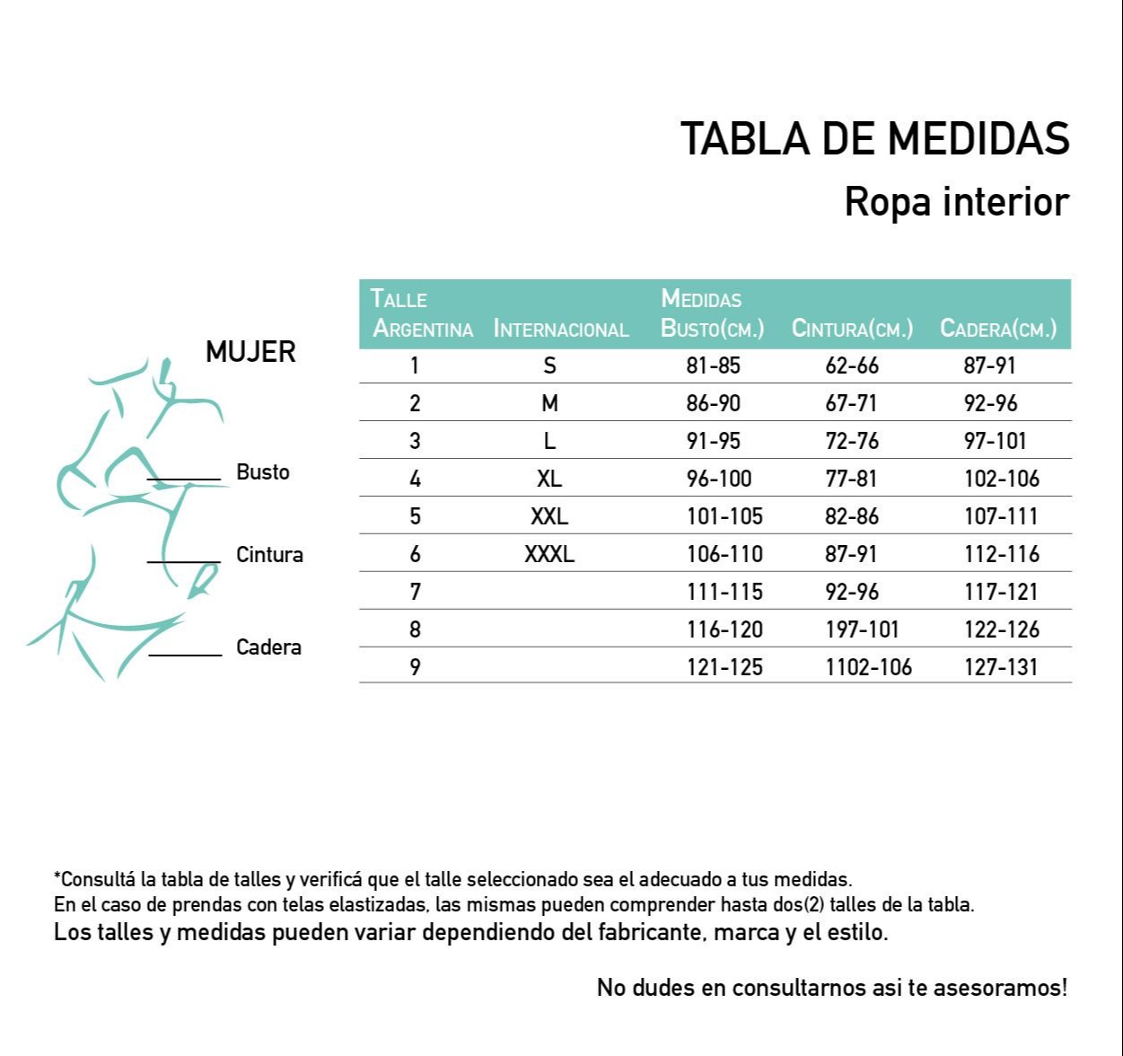 Conjunto triángulo plumetí Tabla de medidas