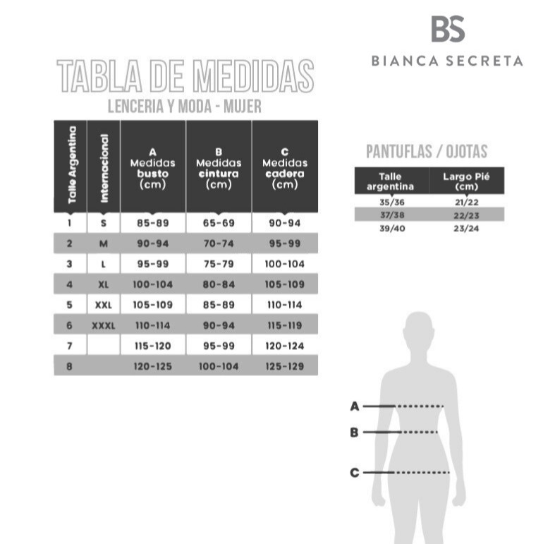 Ojotas ADILETE Tabla de medidas