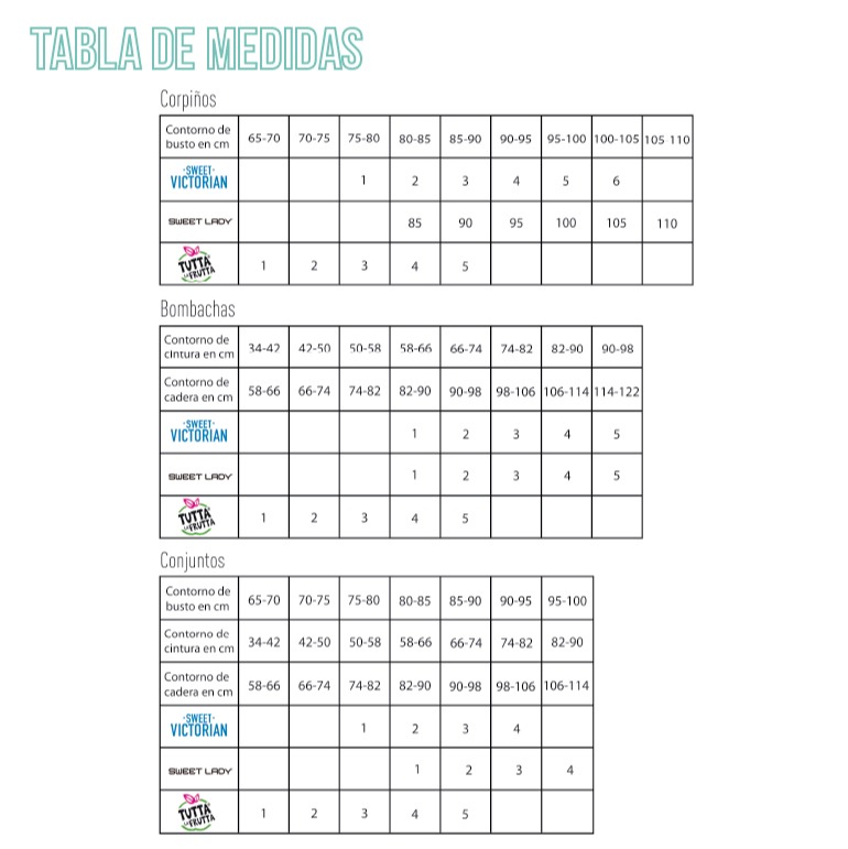 Corpiño soft microfibra REVOLUTION Tabla de medidas